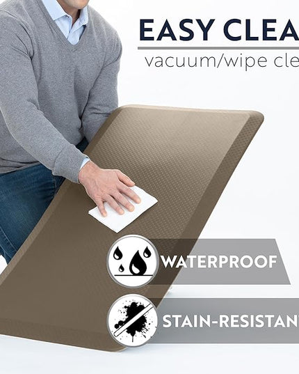 KANGAROO Thick Ergonomic Anti Fatigue Mats for Kitchen Floor, Cushioned Standing Office Desk Mat, Waterproof Scratch Resistant Topside, Supportive All Day Comfort Padded Foam Rugs, 17x24, Beige