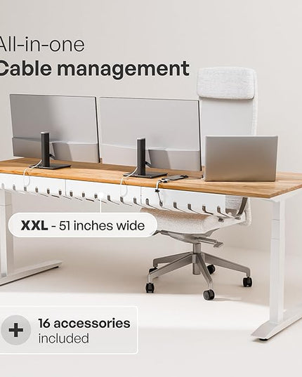 PAMO Cable Management Under Desk for Easy mounting Under-Table I Set of 3 - with 10X Cable Ties I Desk Organizer for Office/Home Office Table Thoughtful Cable Tray Holder