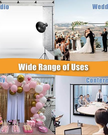 Versatile Heavy Duty Backdrop Stand with Wheels, 10 * 7ft Adjustable Photo Background Stand, Banner Backdrop Stand for Parties/Photography/Birthday/Studio