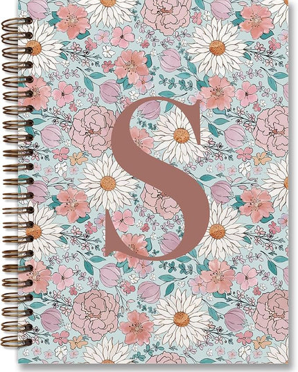 Vintage Floral Personalized Notebook, Initial Letter S Notebook Journal ,Vintage Flower Notebook for Work School Office Supplies,,Monogrammed Notebook for Women Teen Girl,Back to School Supplies 5.5 x 8.3