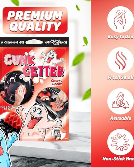 Cleaning Gel for Those Hard to Reach Places, Automotive Cup Holder Electronic Keyboard Office, Slime Gel Cleaner Dust Crumb Removal (Cherry, 12 Pack)