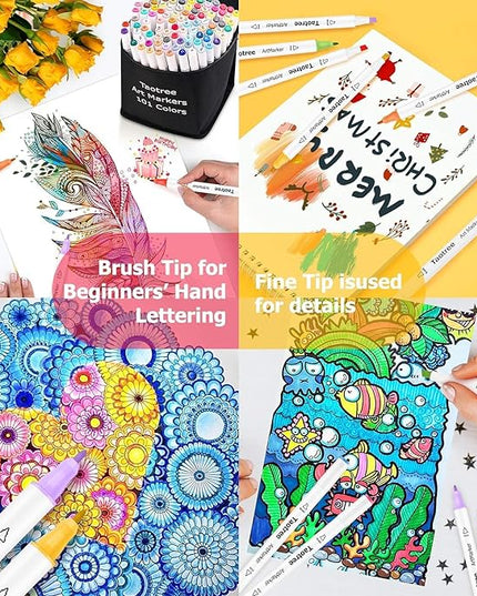 Taotree Alcohol Markers 101 Colors Dual Tips Art Markers Sketch Pens Set, Art Supplies Kit, Drawing Pens Set for Adult Coloring Books Christmas Gifts for for Artist Drawing, Painting, Sketching