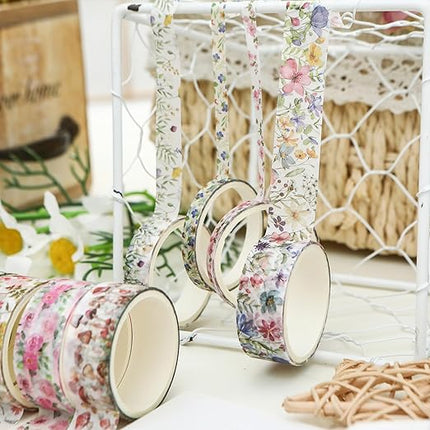 Songdao 18 Rolls Seasons Flowers Washi Tape Set Floral Arts Adhesive Tapes Blooming Garden Decorative Masking Tape Sets for Craft, Kids, Scrapbook, DIY, Gift Wrapping (Spring)