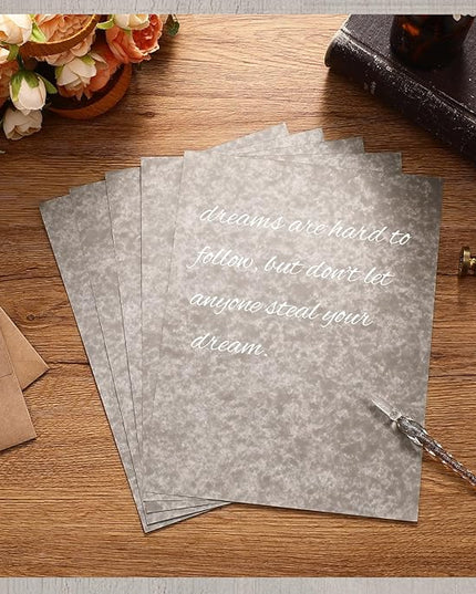 Epakh 200 Pcs Old Age Parchment Paper 8.5 x 11 Inch Standard Letter Vintage Colored Old Parchment Semblance Double Side Printing Paper (Khaki Gray)
