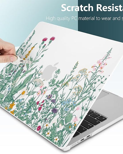 DONGKE for M4 MacBook Air 13.6 Inch Case 2025 2024 2023 2022 Model A3240 A3113 A2681 M3 M2 Chip, Plastic Hard Shell Case Cover with Touch ID for MacBook Air 13 Inch M4 (Garden Floral)