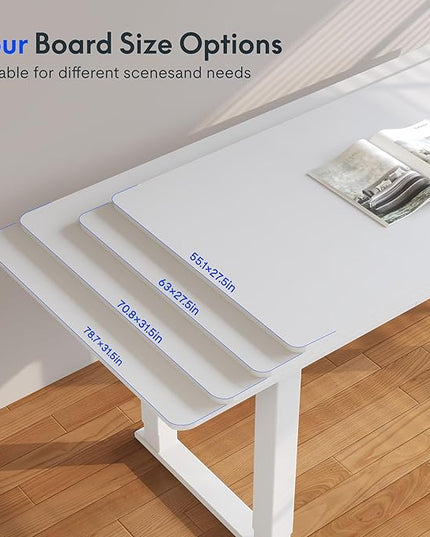FLEXISPOT E6Q 4 Legs Standing Desk 71 x 32 Inch Adjustable Height Desk with Splice Board Home Office Sit Stand Up Desk, White Top + White Frame