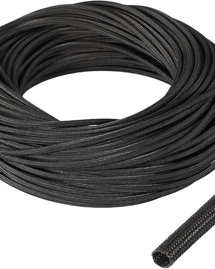 uxcell Insulation Cable Protector,4mm/0.16 Inch-30m/98 Feet High Temp Fiberglass Sleeve Black