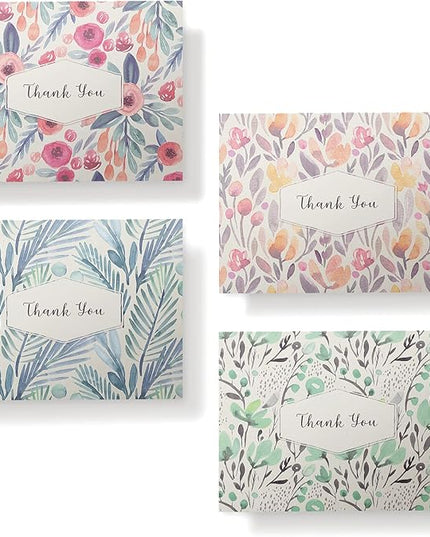 Twigs Paper Thank You Card Set - 12 Assorted Greeting Cards For All Occasions - Thank You Cards with Envelopes - Appreciation Cards - Eco Friendly - Made In USA - 5.5 x 4.25 Inch Size - Floral Themed