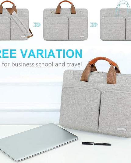 Lacdo 360° Protective Laptop Shoulder Bag, 14 inch Laptop Sleeve Bag for 14 inch New MacBook Pro M5/M4/M3/M2/M1 Chips Pro Max A3434 A3112 A3401 A3185 A2918 A2992 2025-2021 Computer Messenger Bag, Gray