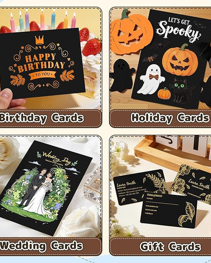 120 Sheets Cardstock 8.5x11, 65lb Black Card Stock, Black Construction Paper, 180gsm Thick Printer Paper for Printing, Painting, Card Making, Kids School Supplies,Party Decorations
