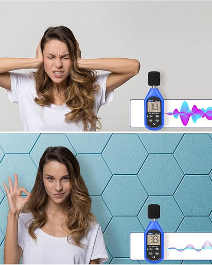 12 Pack Self-adhesive Acoustic Panels 12" X 10" X 0.4" - Sound Proof Foam Panels with High Density, Stylish Hexagonal Design, Flame Resistant, Absorb Noise and Eliminate Echoes(Light Blue)