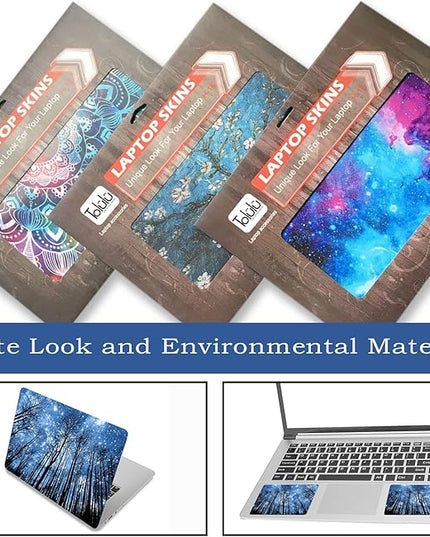 Laptop Skin Sticker Decal,12" 13" 13.3" 14" 15" 15.4" 15.6 inch Laptop Vinyl Skin Sticker Cover Art Protector Notebook PC (2 Wrist Pad Skins Included), Decorative Waterproof Removable,Galaxy Forest