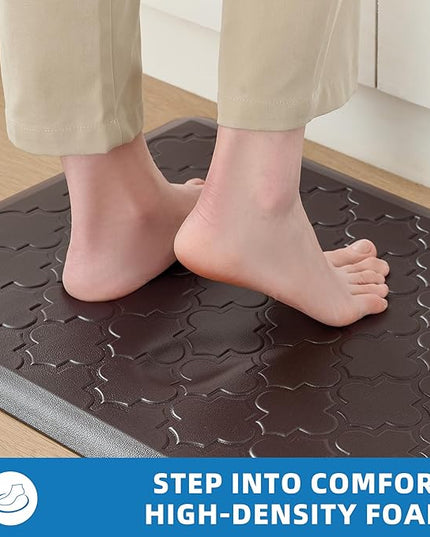 Kitchen Mats for Floor 2 Piece - Anti Fatigue Mats for Kitchen Floor - Non Slip Cushioned Rugs for Standing, Office, Sink, Laundry, Chocolate