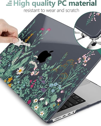 DONGKE Case for M5 MacBook Pro 14 inch 2025 2024-2021 M4 M3 M2 M1, Plastic Hard Shell Cover Compatible with A3434 A3112 A3401 A3185 A2992 A2779 A2442, Retina XDR Display & Touch ID, Garden Florals