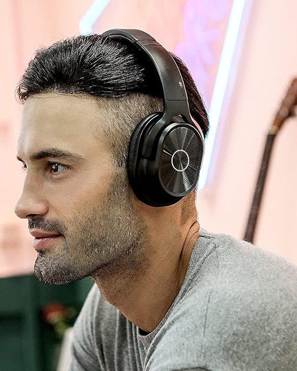 ZIHNIC Active Noise Cancelling Headphones, 40H Playtime Wireless Bluetooth Headset with Deep Bass Hi-Fi Stereo Sound,Comfortable Earpads for Travel/Home/Office (Black)