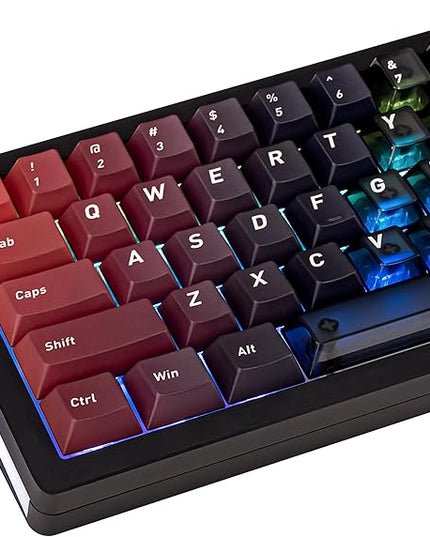 160 Keys Custom Keycap, Gradient Black and Red Crystal Transparent PBT+PC Keycaps Cherry Profile Clear Keycaps Set Fit for 61/64/87/98/104/108 Cherry Mx Switches Mechanical Keyboard