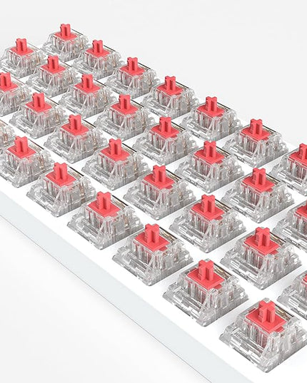Zhouwang Crystal Red Switches, 3-Pin Pre-Lubricated Linear Switches, Dustproof and Waterproof for Mechanical Keyboards. (72Pcs)