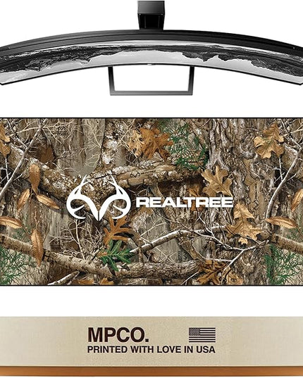 MPCO. Real Tree Large Gaming Desk Pad - 36" x 17" Duraglyde Fabric Edge Green – Without Logo Desk Mats - Non-Slip, Washable, Smooth Glide for Precision Gaming & Work