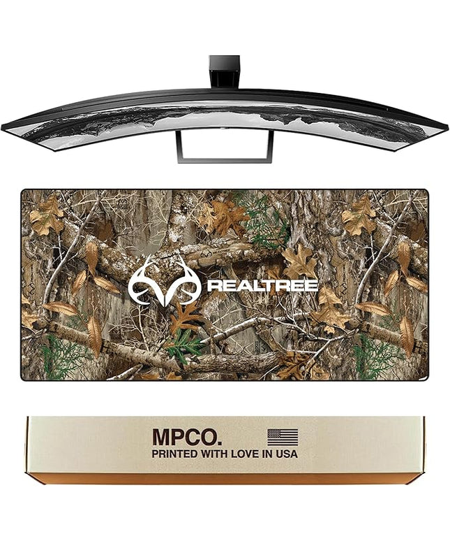 MPCO. Real Tree Large Gaming Desk Pad - 36" x 17" Duraglyde Fabric Edge Green – Without Logo Desk Mats - Non-Slip, Washable, Smooth Glide for Precision Gaming & Work