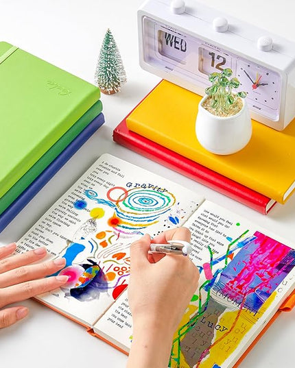feela Dotted Journal Kit, Dot Grid Journal Hardcover Planner Notebook Set For Beginners Women Girls Note Taking with Journaling Supplies Stencils Stickers Pens Accessories, A5, 224 Pages, Orange