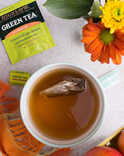 Bigelow Tea with Peach Caffeinated Green Tea, 20 Count, Pack of 6