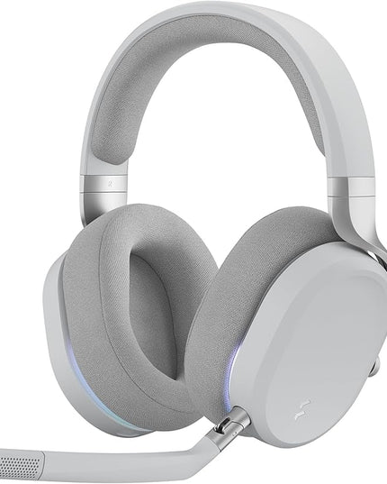 Fractal Design Scape Light - Wireless PC Gaming Headset - Detachable Flip-to-Mute Microphone with Noise Cancellation - Battery Life Up to 40 Hours - Configurable Ambient Lighting - Gray