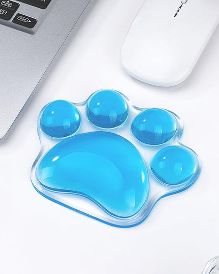 Ergonomic Blue Cat Paw Silicone Wrist Rest Pad for Mouse, Cute Computer Mouse Wrist Support for Arm Pain Relief, Hand Wrists Cushion for Home and Office Working Gaming Anti-Fatigu