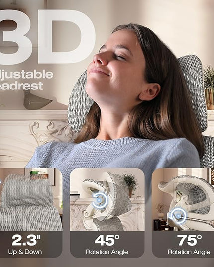 ELABEST X100 Ergonomic Office Chair with Footrest, Big and Tall Home Desk Chair with 5D Flip-Up Arms, Adjustable 3D Lumbar Support,High Back Rolling Computer Chair, Swivel Mesh Chairs (Frosted Dawn)
