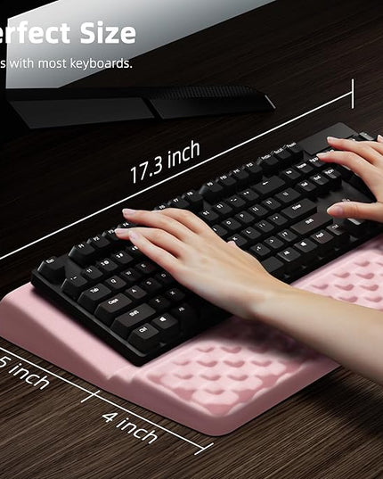 Ospelelf Keyboard Wrist Rest Pad, Comfy Ergonomic Keyboard Stand Riser Holder, Computer Wrist Support Cushion forTyping, Light Pink