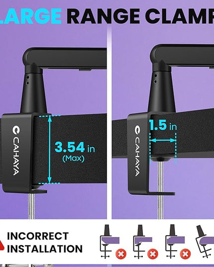 CAHAYA Mic Stand Boom Arm - Low Profile Adjustable Microphone Arm Stand with 3.5" Extension Pole Desk Clamp Screw Adapter for Streaming Gaming Compatible with Blue Yeti Shure SM58 SM48 Fifine K669B