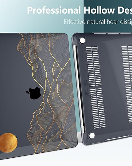 DONGKE Compatible with MacBook Pro 13 inch Case 2024 2023-2020 Release A2338 M2/M1 A2251 A2289 with Retina Display & Touch ID, Plastic Hard Shell & Keyboard Cover & Screen Film - Abstract Mountain