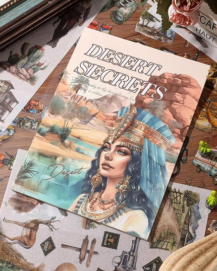 Auguro Egypt Travel Scrapbook Stickers 20 Sheets 240 Pre-Cut Washi Stickers PET Transparent Desert Book Sticker for journaling Decorative or DIY Paper Crafts Arts and Crafting Projects