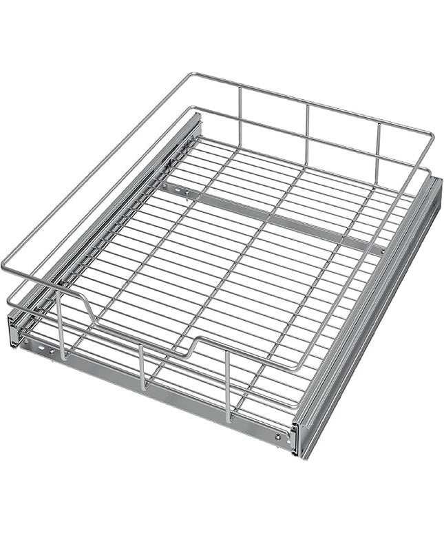Pull Out Cabinet Organizer 14" W X 22" D, Slide Out Drawers For Kitchen Organizers and Storage, Pull Out Drawers For Cabinets Capacity Heavy Duty Caddy, Cabinet Shelves Chrome-Plated, Bathroom Pantry