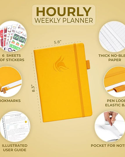 Clever Fox Planner Schedule – Undated Weekly & Monthly Life Planner with Time Slots, Appointment Book & Daily Organizer, A5 (Yellow)
