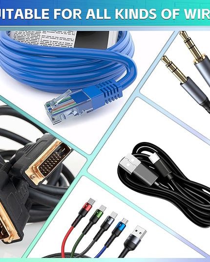 360PCS Cable Labels, 12 Colors Waterproof Cable Tags Wire Cord Label for Electronics Cable Management, Self Adhesive Color Border Cord Labels for Laser Printer and Handwriting