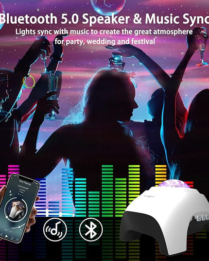 Star Projector, AIRIVO Galaxy Projector Northern Lights, Aurora Projector & Music Speaker & White Noise, Night Light Projector for Kids Adults, for Bedroom, Room Decor, Party, Ceiling(White)