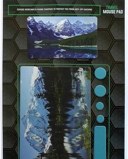 Mouse Pad Adhesive Bottom - Sticks to Any Surface - Portable - Webcam Covers and Screen Cleaner Included (Mountain)