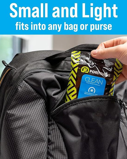 Fortress Electronic Wipes With Microfiber Cloth (25 ct, Pack of 16) To-Go Tech Wipes for Screens, Phones, Keyboards, TV Monitors, Computer Screens, and More [Travel Size] Skin-Safe