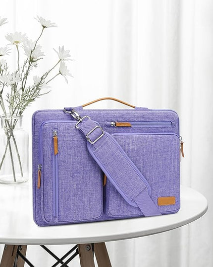 MOSISO 360 Protective Laptop Shoulder Bag,15-15.6 inch Computer Bags Compatible with MacBook Pro 16 inch, HP, Dell, Lenovo, Asus Notebook,Side Open Messenger Bag with 4 Zipper Pockets, Purple