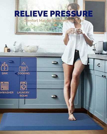 FEATOL Anti Fatigue Mat for Standing, 9/10 Extra Thick Ergonomic Standing Desk Mat, Comfort & Durable Memory Foam Standing Mat at Home,Office All Day (20" x 39", Blue, 1PC)