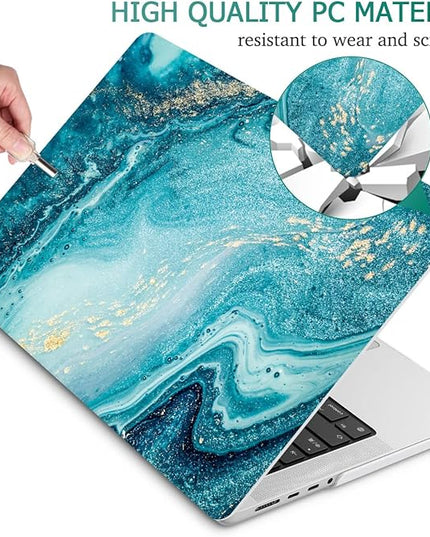 May Chen Case for MacBook Pro 14 inch, Models A2442 A2779 A2918 A2992 A3401 A3185 A3112 A3434, M1 M2 M3 M4 M5 Chip (2021-2025 Release), Plastic Hard Shell Case with Keyboard Cover, Blue Marble