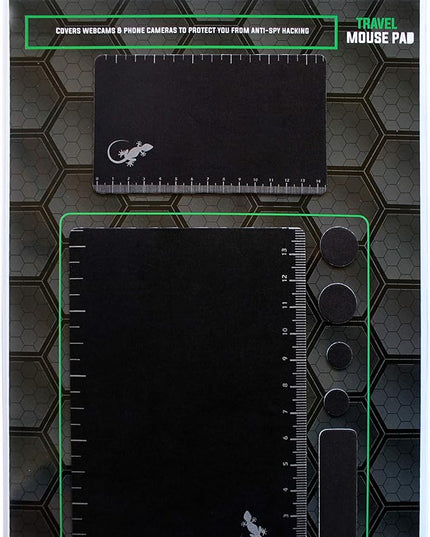 Mouse Pad Adhesive Bottom - Sticks to Any Surface - Portable - Webcam Covers and Screen Cleaner Included (Ruler)
