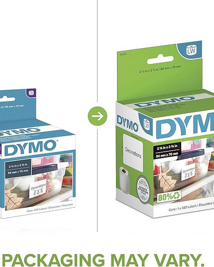 DYMO Authentic LW Large Multi-Purpose Labels, DYMO Labels for LabelWriter Label Printers, 2-1/8" x 2-3/4", 1 Roll of 320