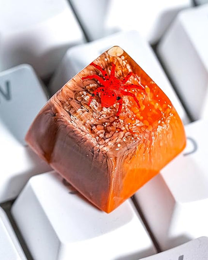 Tarantula Spider Artisan Keycap Orange and Brown Forest R1 SA Profile Custom Insects Keycaps 1U ESC Handmade Gaming Resin Key Cap Cherry MX Switch Compatible Mechanical Keyboard Spider Lover Gift