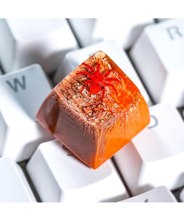 Tarantula Spider Artisan Keycap Orange and Brown Forest R1 SA Profile Custom Insects Keycaps 1U ESC Handmade Gaming Resin Key Cap Cherry MX Switch Compatible Mechanical Keyboard Spider Lover Gift