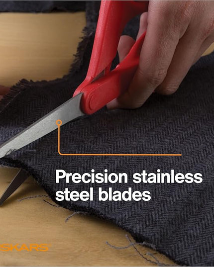 Fiskars Petite Left Handed Scissors, Crafting and Sewing Stainless Steel Scissors for Smaller Hands, Ergonomic Handle, Paper and Fabric Supplies for Office, Arts, and Crafts, Red