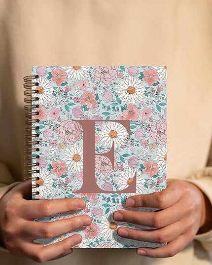 Vintage Floral Personalized Notebook, Initial Letter E Notebook Journal ,Vintage Flower Notebook for Work School Office Supplies,,Monogrammed Notebook for Women Teen Girl,Back to School Supplies 5.5 x 8.3