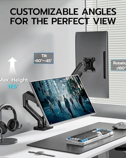 ARES WING Dual Monitor Mount, Heavy Duty Monitor Arms for 2 Monitors for 17-35 Inch, Fully Adjustable Monitor Desk Stand Ultrawide Screen, VESA 75x75 or 100x100mm, Black