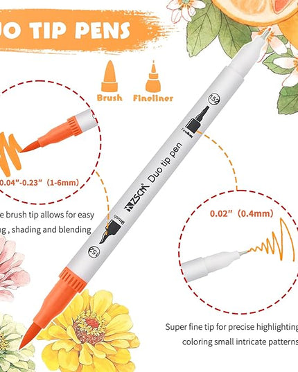 ZSCM 160 Colors Duo Tip Brush Markers Art Pen Set, Artist Fine and Brush Tip Colored Pens, for Adult Coloring Books Christmas Cards Drawing, Note taking Lettering Calligraphy Journaling