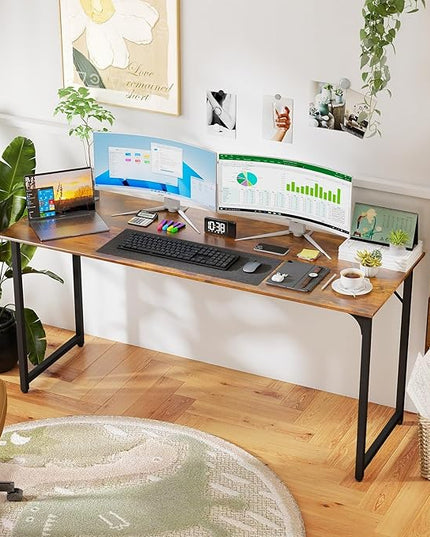 PayLessHere | 63 Inch Computer Desk | Vintage | Office Desk with Metal Frame, Adjustable Feet | Water-Resistant, Scratchproof Surface | Sturdy Writing Table for Home Office or Study | Pack of 1